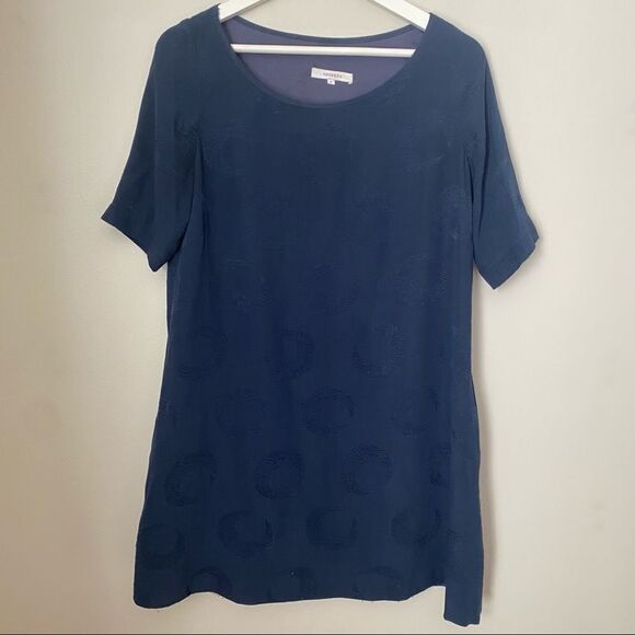 Nevenka Dress Navy Blue Embroidered Shift Crescent Moon - Picture 12 of 12